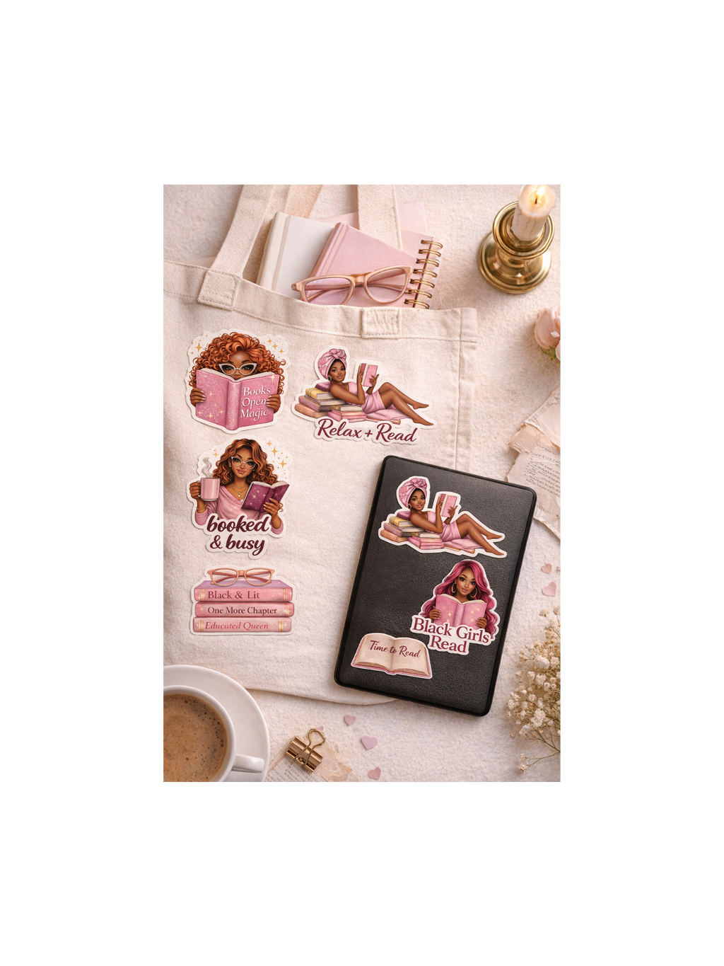 Black Girls Read Sticker Pack (6 Die-Cut Stickers) 💕
