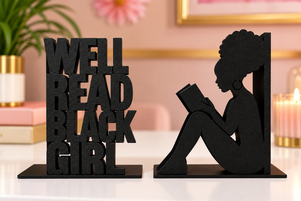 Black Girl Reading + Well Read Black Girl Bookend Set