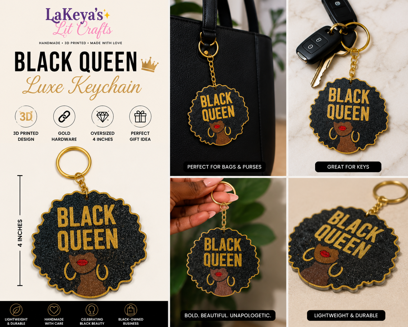 Black Queen Luxe Keychain