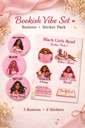 Bookish Vibe Set 💕 (3 Buttons + Sticker Pack)