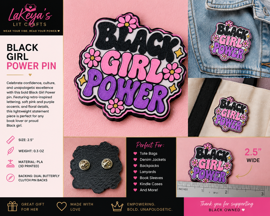 Black Girl Power Pin 🖤💫 | 3D Printed Statement Pin | Black Girl Magic Gift