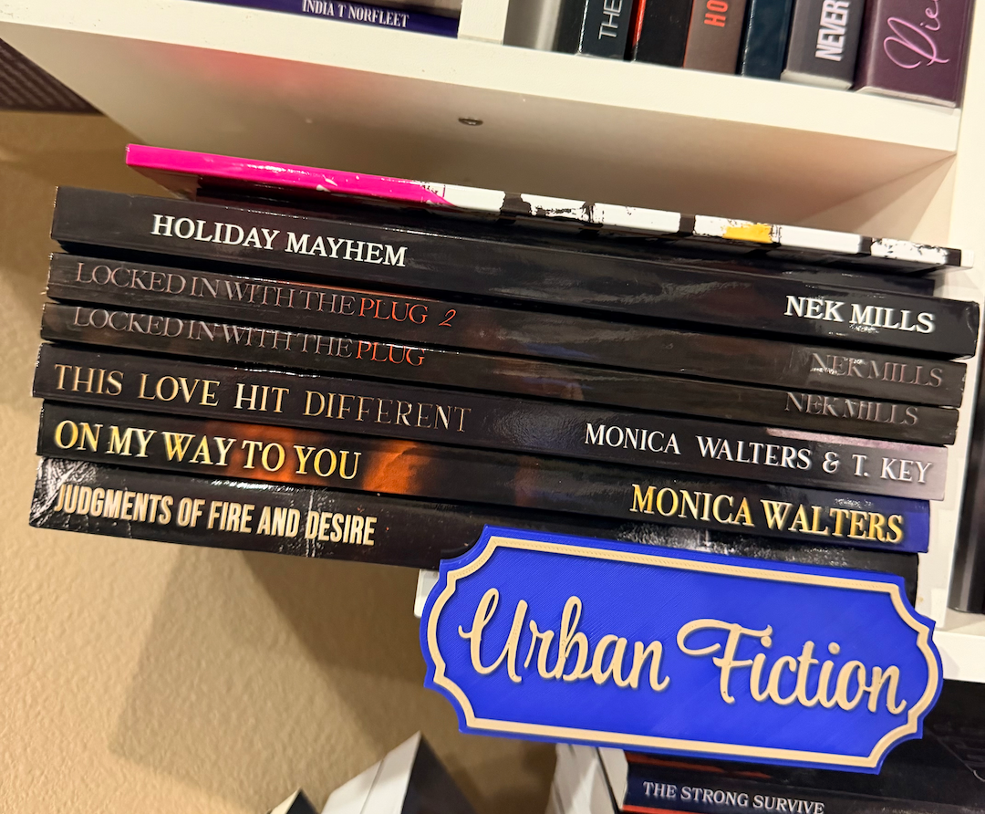 Urban Fiction 3D Printed Shelf Sign / Book Divider 📚🖤