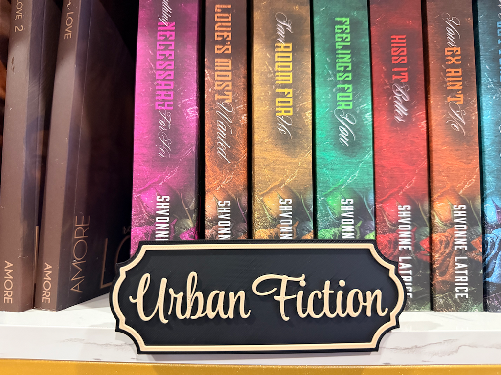 Urban Fiction 3D Printed Shelf Sign / Book Divider 📚🖤