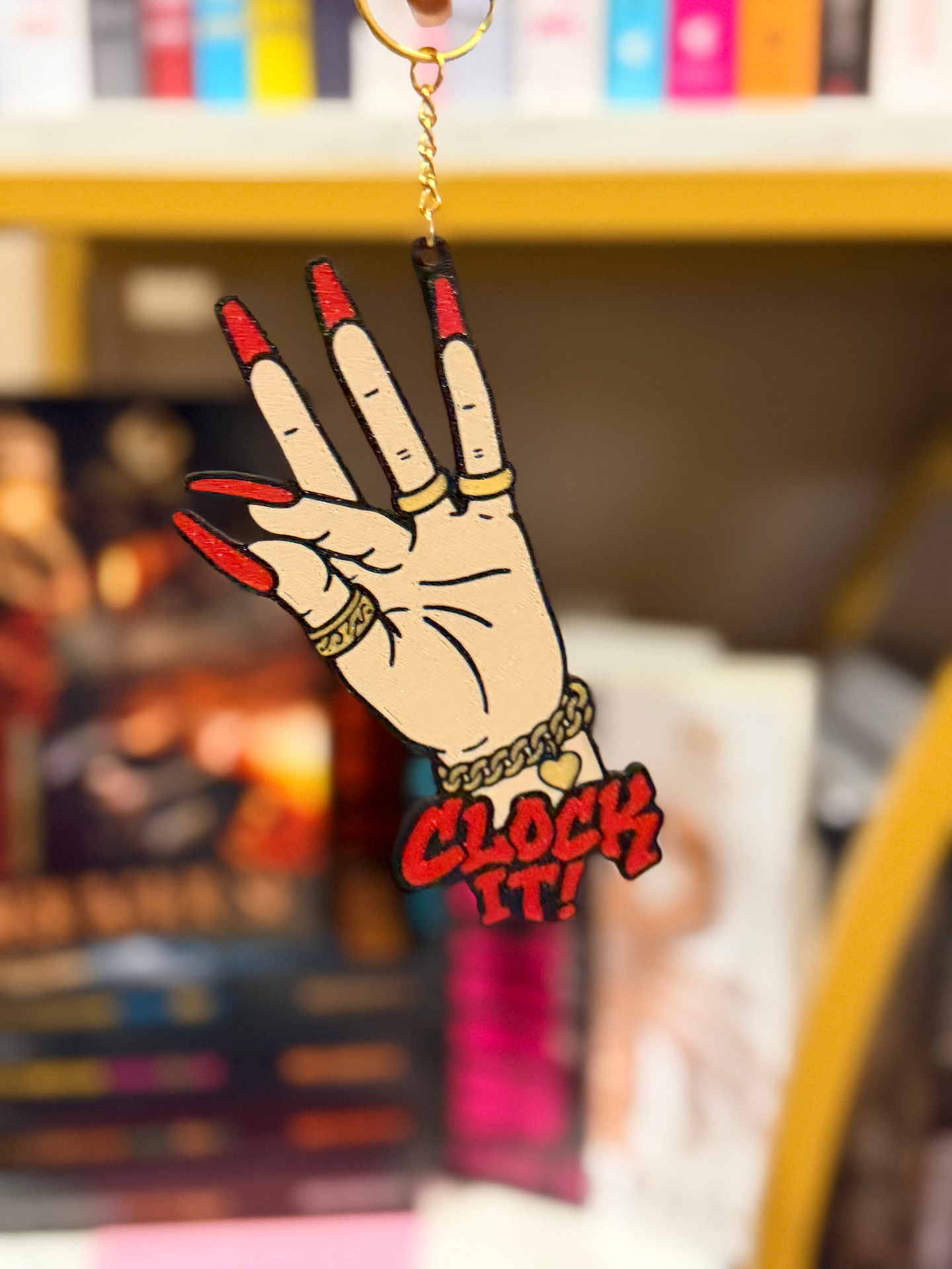 Clock It! 3D Printed Keychain 💅🏽 | Bold Red | Statement Bag Charm