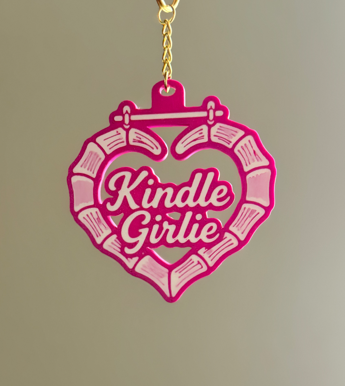 3D Printed Kindle Girlie Keychain ✨ | Magenta & White | BookTok Reader Charm
