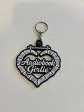 3D Printed Audiobook Girlie Keychain ✨ | Black & White | BookTok Reader Charm
