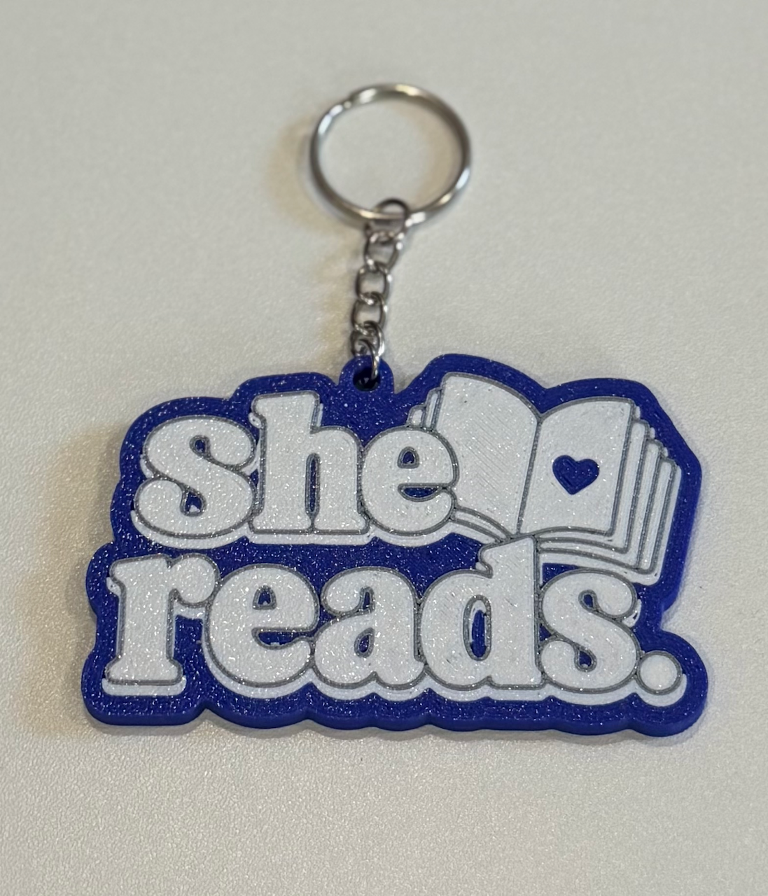 She Reads Keychain | 3D Printed Bookish Accessory