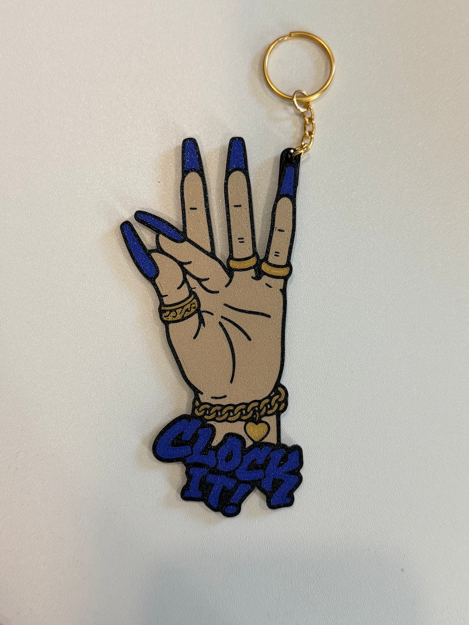 Clock It! 3D Printed Keychain 💅🏽 | Royal Blue | Statement Bag Charm