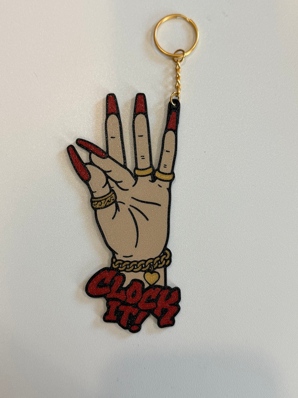 Clock It! 3D Printed Keychain 💅🏽 | Bold Red | Statement Bag Charm
