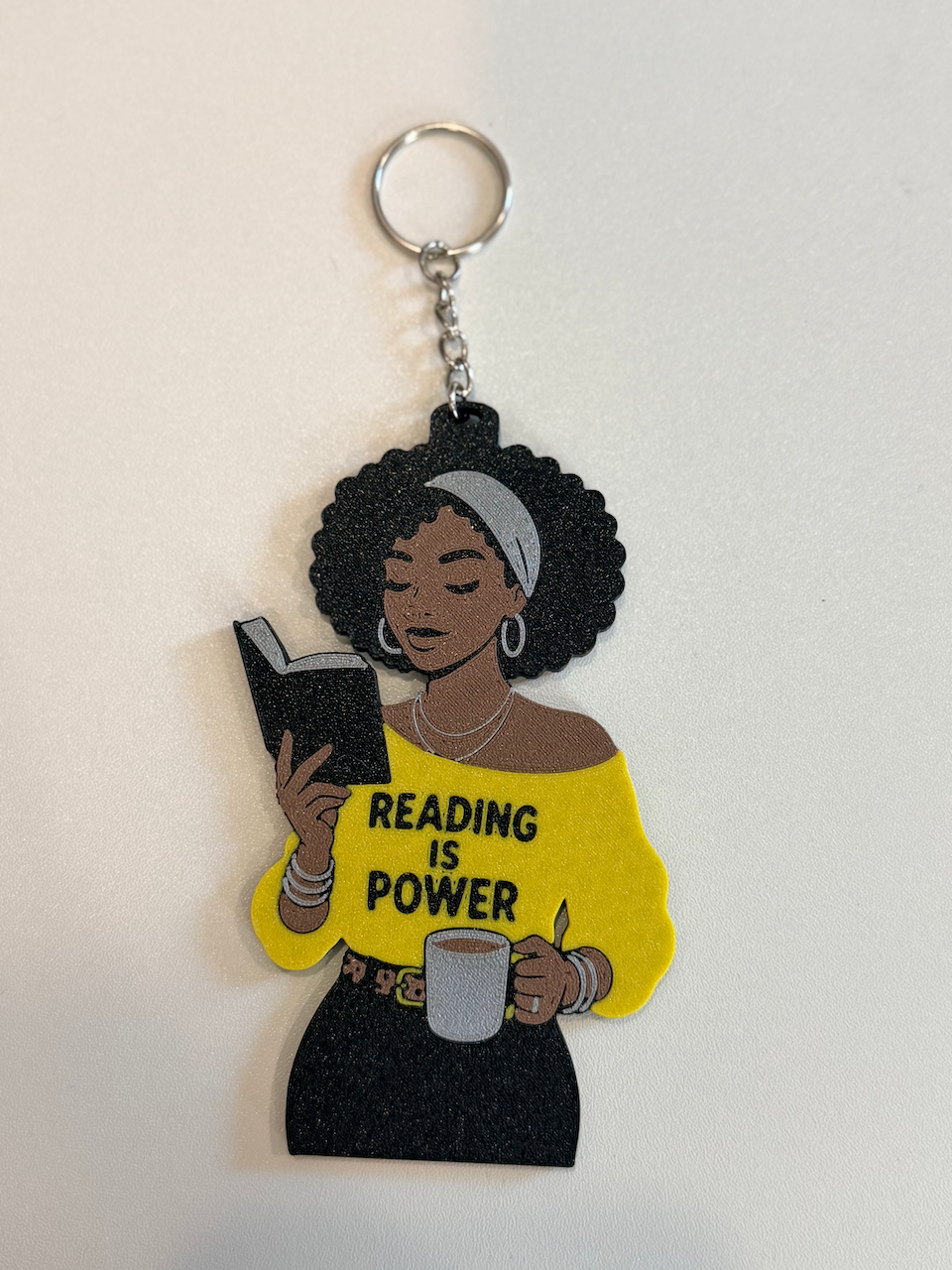 Reading Is Power Keychain | 3D Printed Bookish Accessory