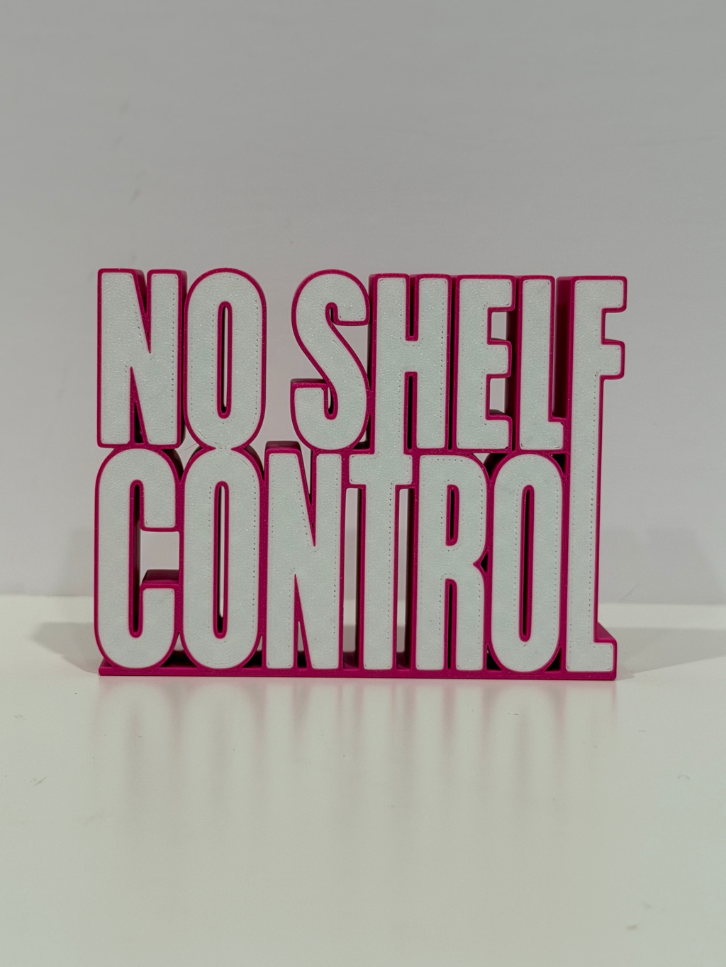 No Shelf Control 3D Bookshelf Sign 📚 | Freestanding Bookish Decor