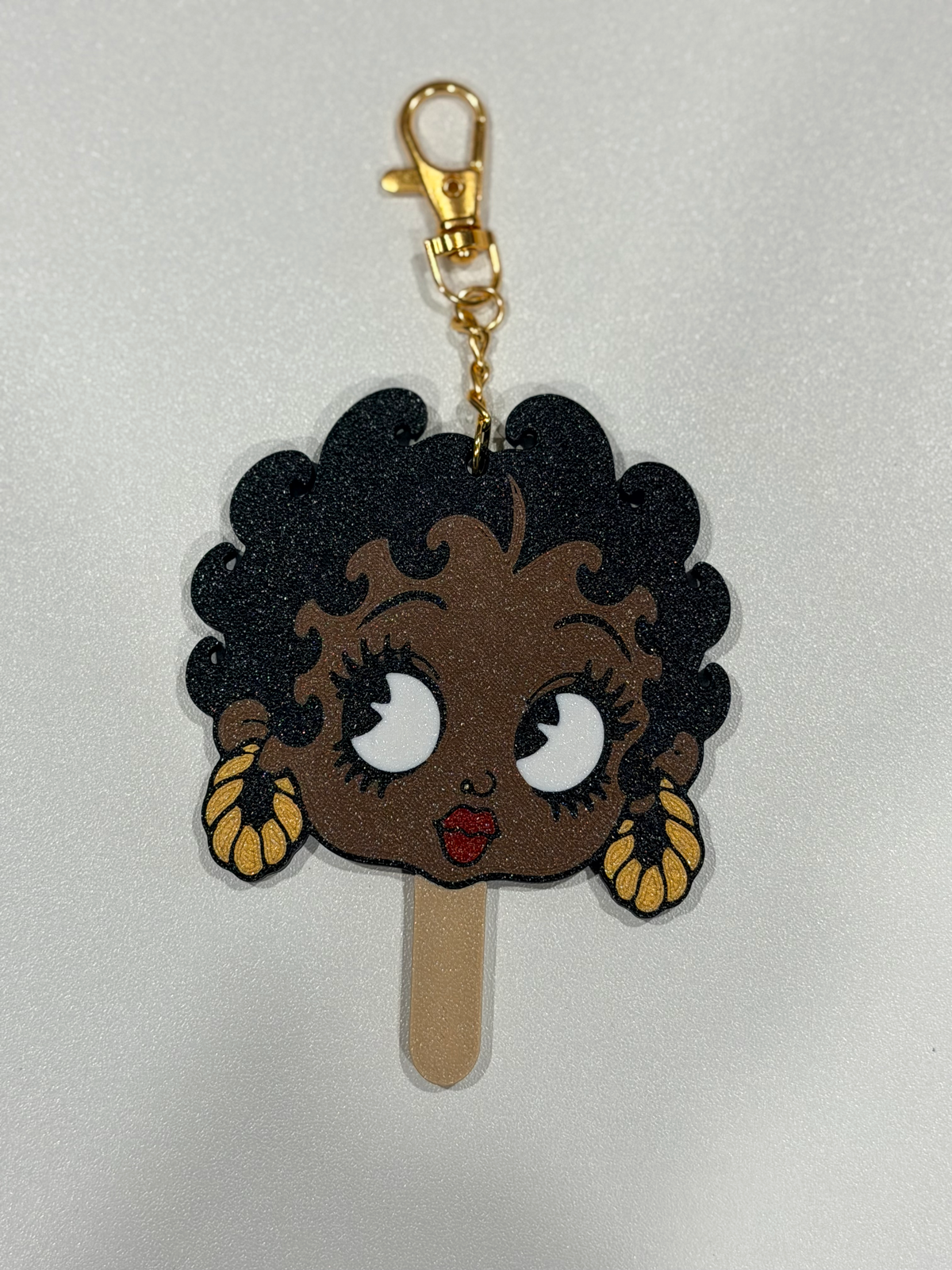 Curly Girl Popsicle Keychain & Bag Charm