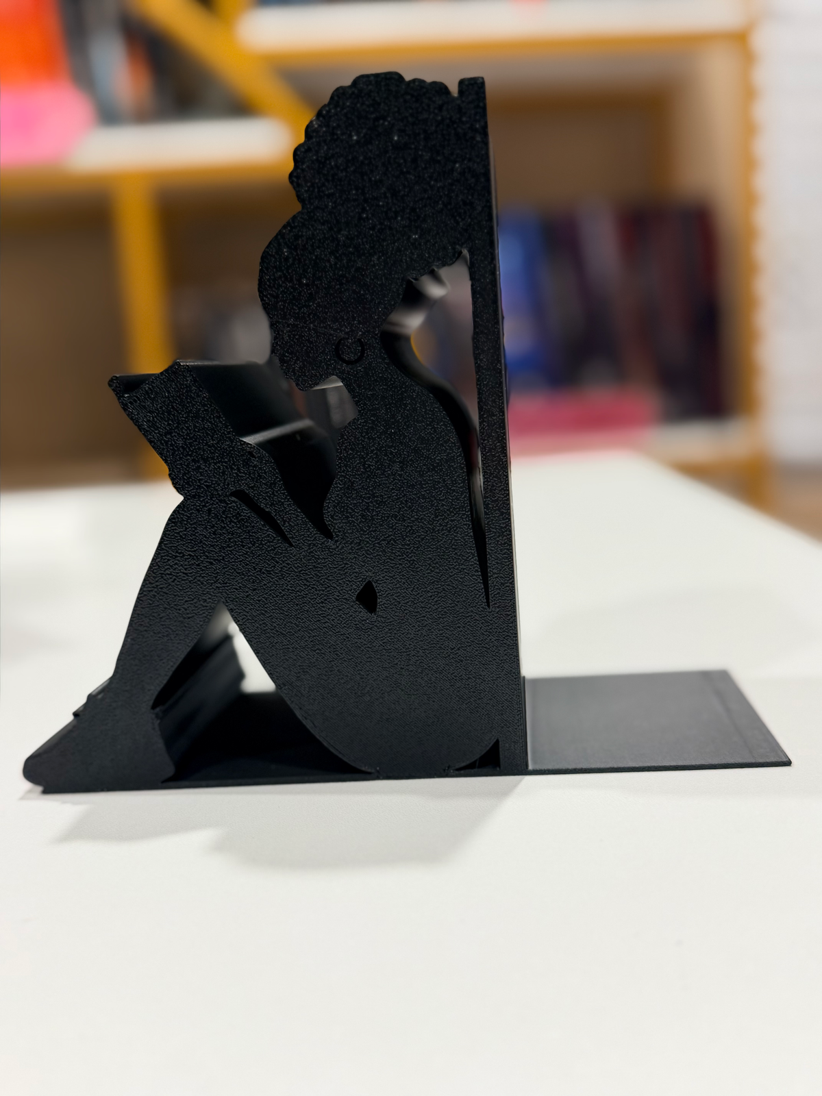 Black Girl Reading Bookend – 3D Printed Bookish Decor
