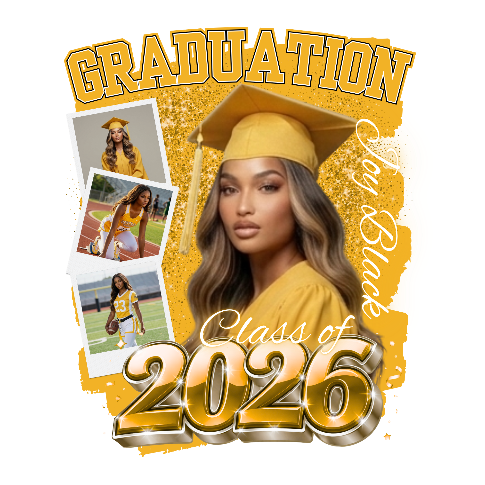 Gold & Black Graduation Shirt Design