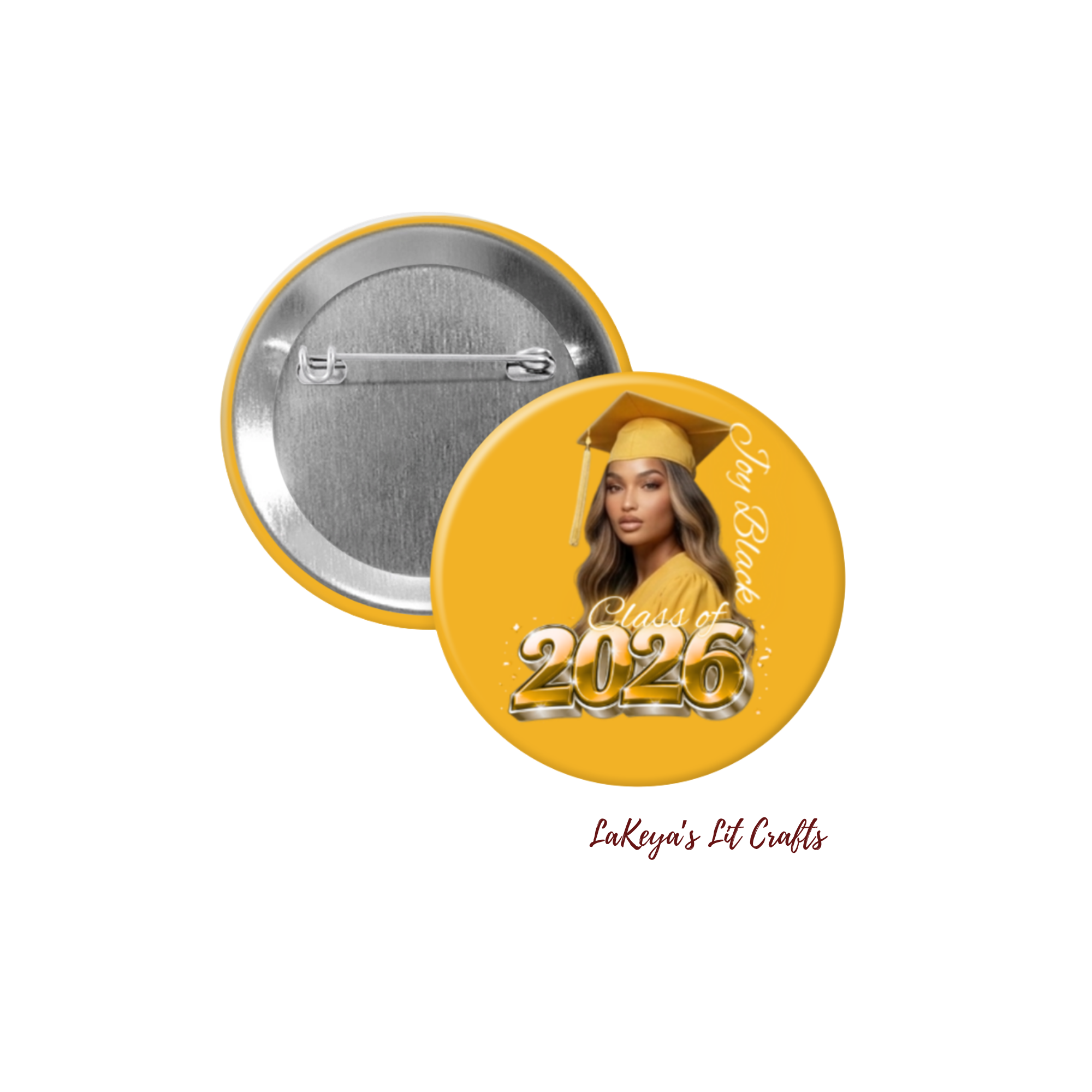 Gold & Black Graduation Button — Single