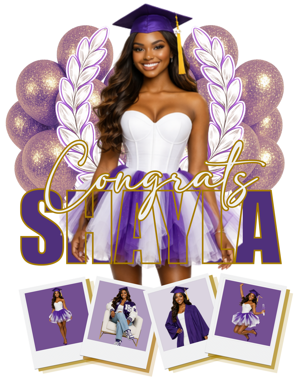 Purple & Gold Graduation Shirt Design