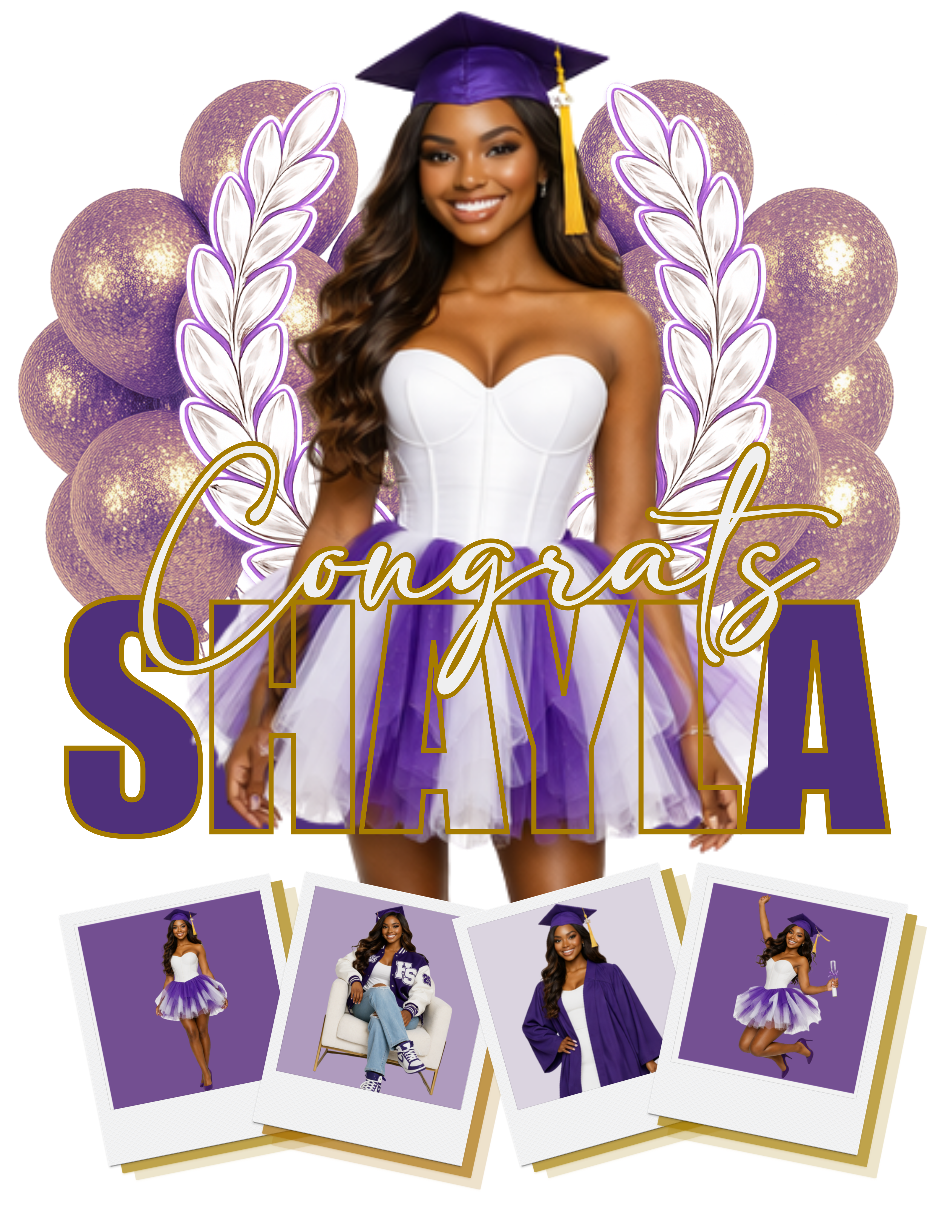 Purple & Gold Graduation Shirt Design