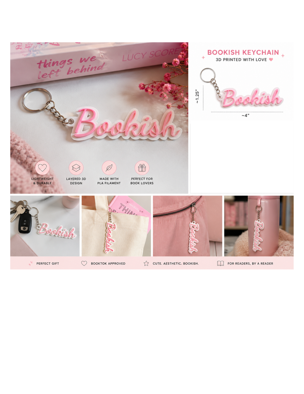 Bookish Keychain ✨📚 | 3D Printed BookTok Keychain | Reader Gift Accessory