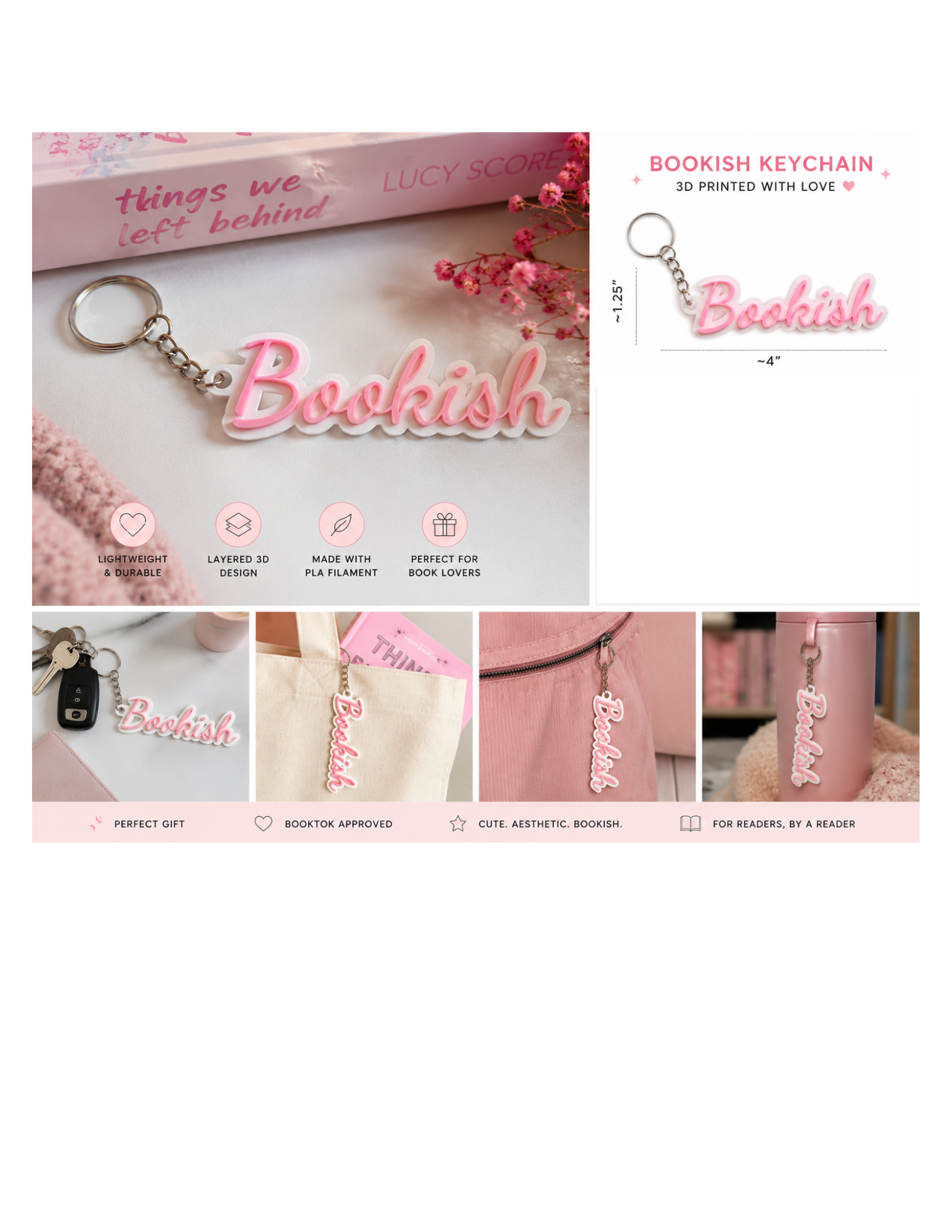 Bookish Keychain ✨📚 | 3D Printed BookTok Keychain | Reader Gift Accessory