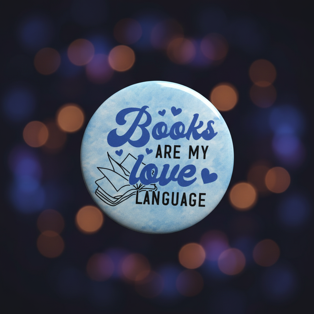 Books Are My Love Language Button Mockup