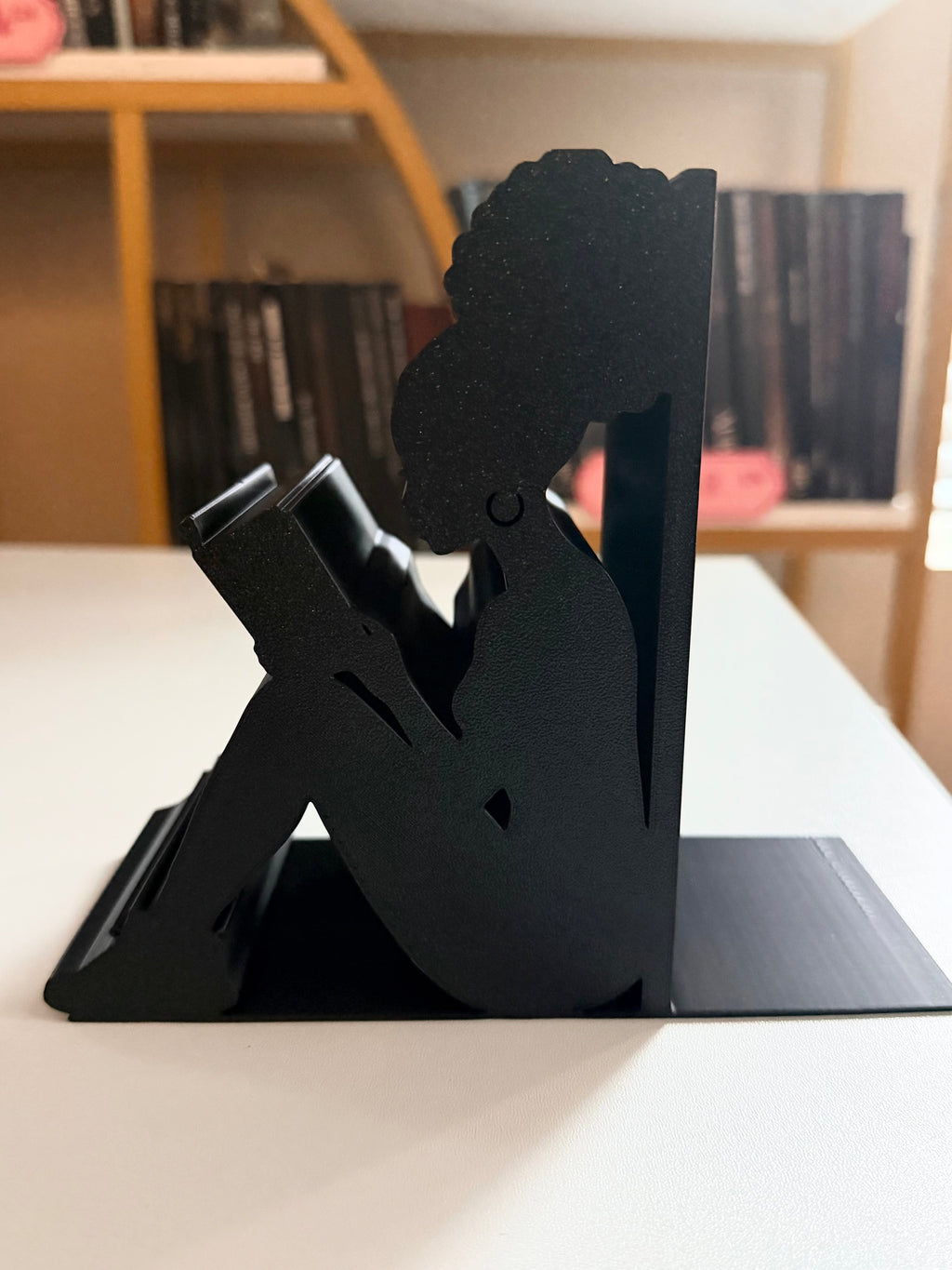 Black Girl Reading Bookend – 3D Printed Bookish Decor