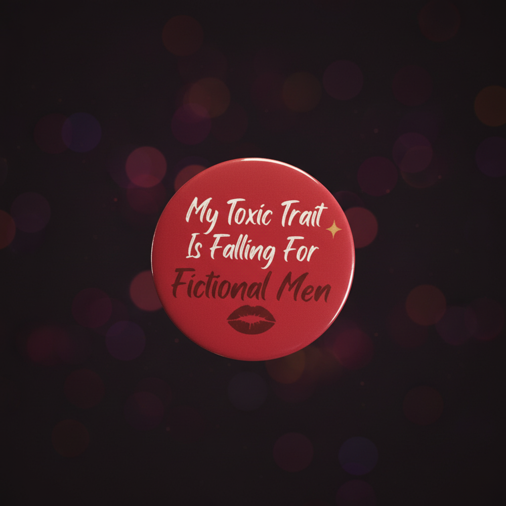 My Toxic Trait Is Falling For Fictional Men Button Mockup